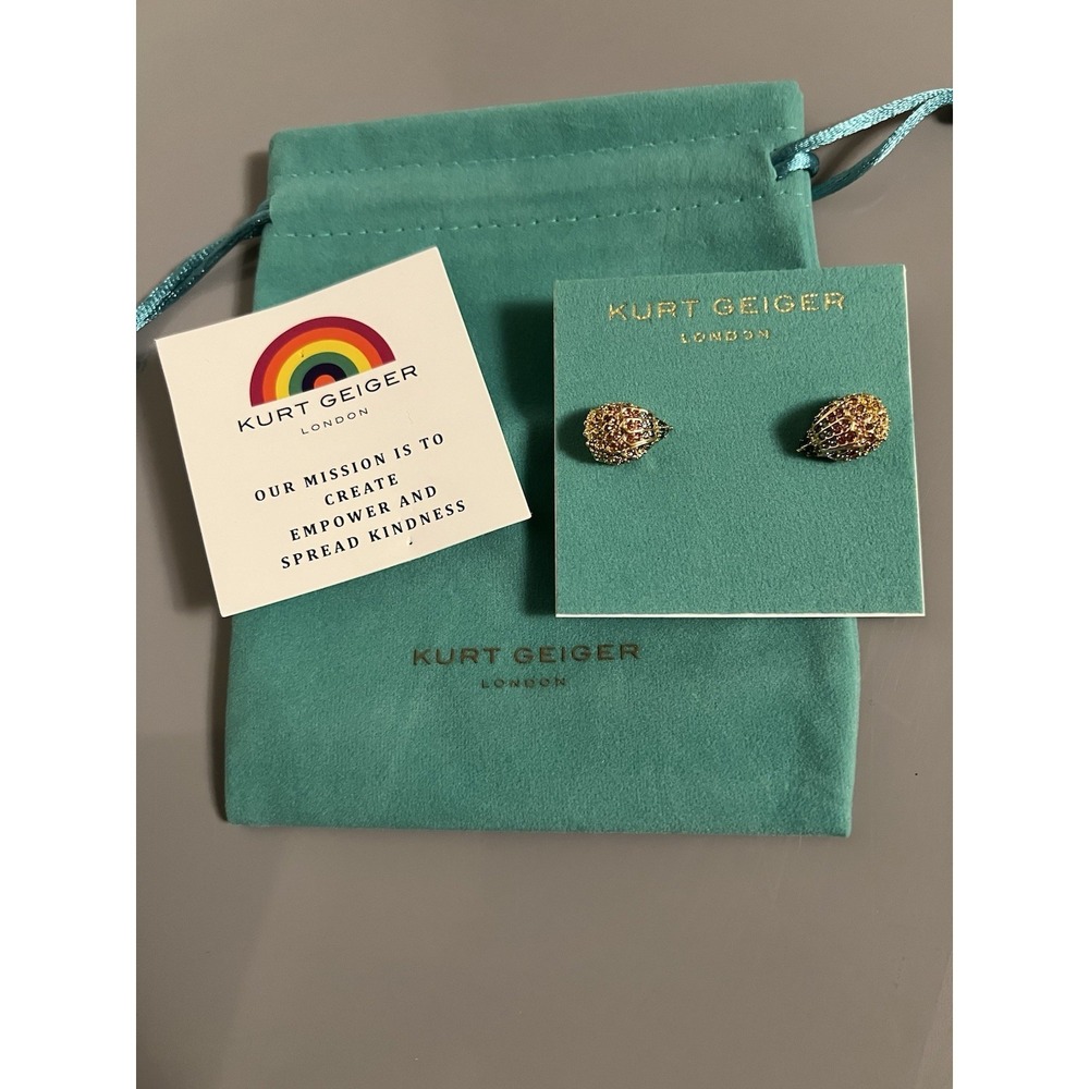 KURT GEIGER LONDON New Rainbow Pave Signature Eagle Stud Earrings Gold Tone